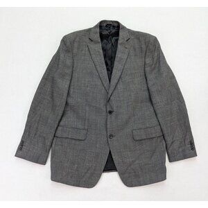 Marc Anthony Men's Blazer Jacket Sport Coat Size 44R Black Plaid 100% Wool